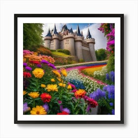 Flowers and castle Art Print