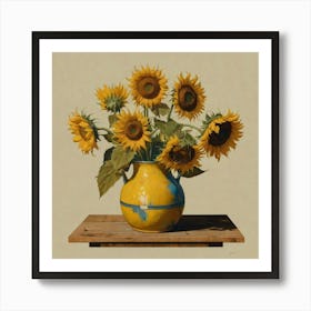 Sunflowers In A Vase 4 Art Print