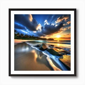 Sunset On The Beach 816 Art Print