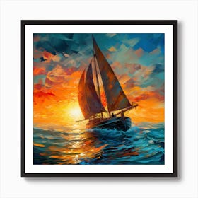 Sailboat At Sunset Art Print