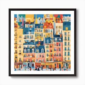 Cityscape Morning Walk Abstract Art Print