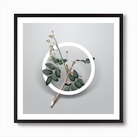 Vintage Pistachio Minimalist Flower Geometric Circle on Soft Gray n.0065 Art Print