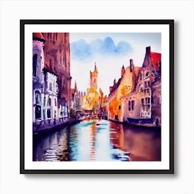 Bruges Canal Painting Art Print