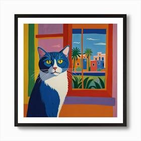 Default Matisse Inspired Open Window Cat Art 2 Art Print