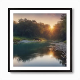 Sunrise Over A River Art Print