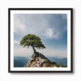 Lone Tree On Top Of Mountain Art Print