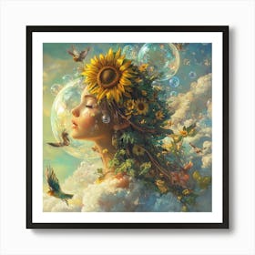 Sunflower Girl Art Print