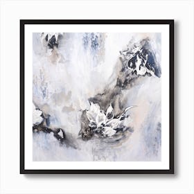 Neutral And White Flower Painting Square Art Print