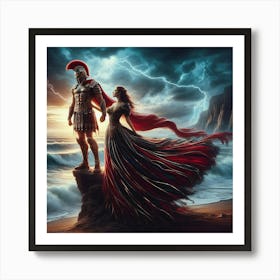 Spartacus Warriors And The A Woman Art Print