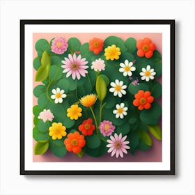 3d Flower Background Art Print