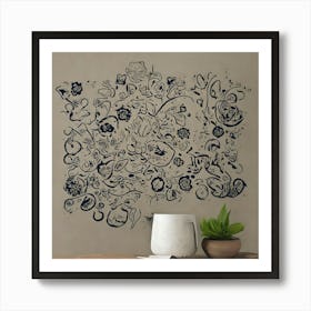 Floral Wall Sticker Art Print