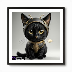 Black Cat In Beetle Costume Art Print