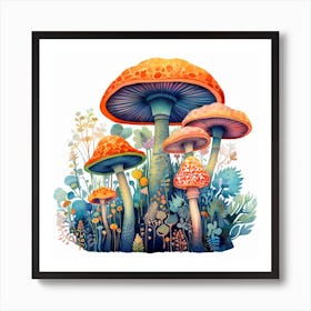 Mushrooms In The Meadow Art Print