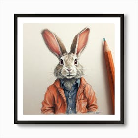 Rabbit In A Jacket 2 Art Print