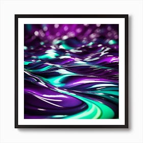 Abstract Purple And Green Wave Art Print