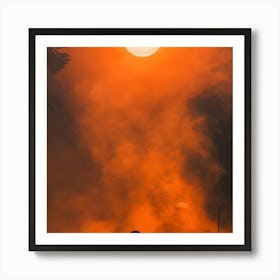 Silhouette Of People At Sunrise Art Print