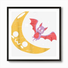 Goth Moon And Bat Nocturnal Animal Halloween Party Costume Art Print