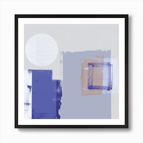 Blue Grey Composition With Random Shapes Art Print