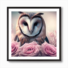 Owl/Mute Swan Art Print