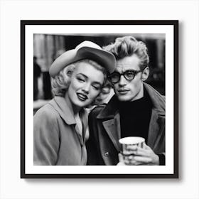 Marilyn Monroe And James Dean portrait Art Print