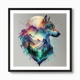 Wolf In The Mountains 2 Art Print