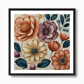 Blooms Canvas Wall Decor 2 Art Print