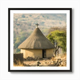 Boy Walks Past A Hut Art Print