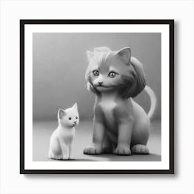 Black and White Cats Art Print