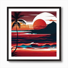 Sunset In Hawaii Art Print