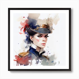 Watercolor Napoleonic Soldier Woman #1 Art Print