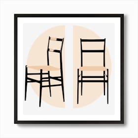 Superleggera Two Chairs In A Circle Art Print