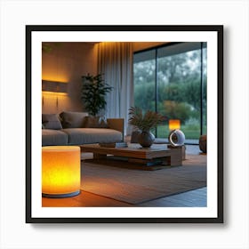 Living Room With A Lamp Art Print