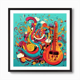 Doodle Music Background Art Print