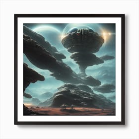 Spaceship colony Art Print