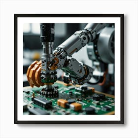 Robot Working On A Circuit Board 1 Art Print