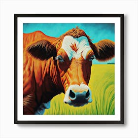 Cow In The Field Art Print