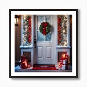 Christmas Decoration On Home Door Haze Ultra Detailed Film Photography Light Leaks Larry Bud Me (5) Art Print