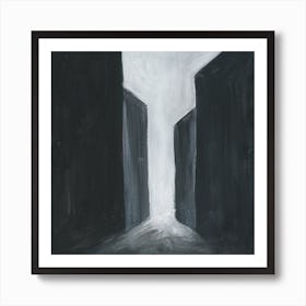 Leaving the Labyrinth - black and white abstract architecture square Art Print