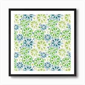 Slices Navy Olive Green Art Print