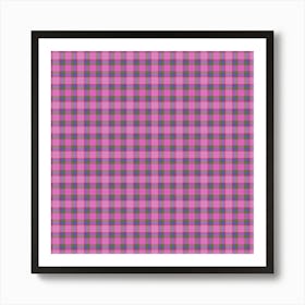 Pink Gingham Fabric 3 Art Print