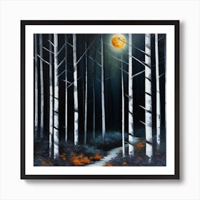 Moonlight In The Woods Art Print