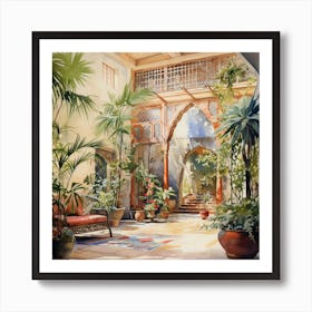 Courtyard Of A Moroccan House Art Print