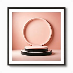 Round Table On A Pink Background Art Print