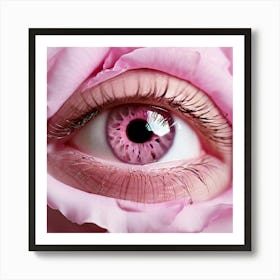 Pink Eye Human Close Up Pupil Iris Vision Gaze Look Stare Sight Close Macro Detailed R (3) Art Print