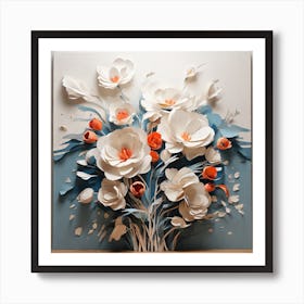 Flowers of white paper 2 Art Print