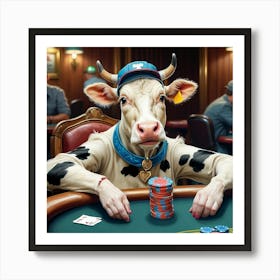 Cow Playing Poker Art Print