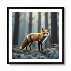 Fox In The Forest 45 Art Print