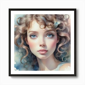 Portrait Of A Girl With Blue Eyes 4 Art Print