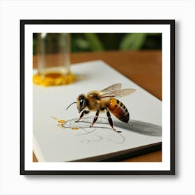 Bee On Honey Art Print