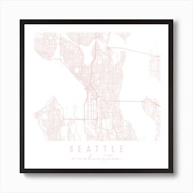 Seattle Washington Light Pink Minimal Street Map Square Art Print